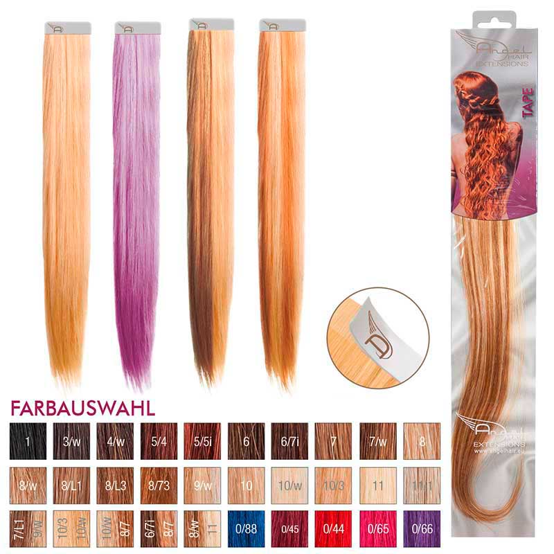 Angel Hair Tape Extension 10/w + 8/7 Hell-lichtblond warm / hellblond braun (4 Stück)