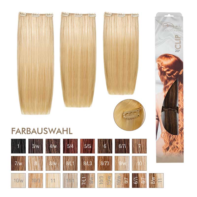 Angel Hair Clip Extension 6/7i + 8/7 Dunkelblond braun / hellblond braun(3 Stück)