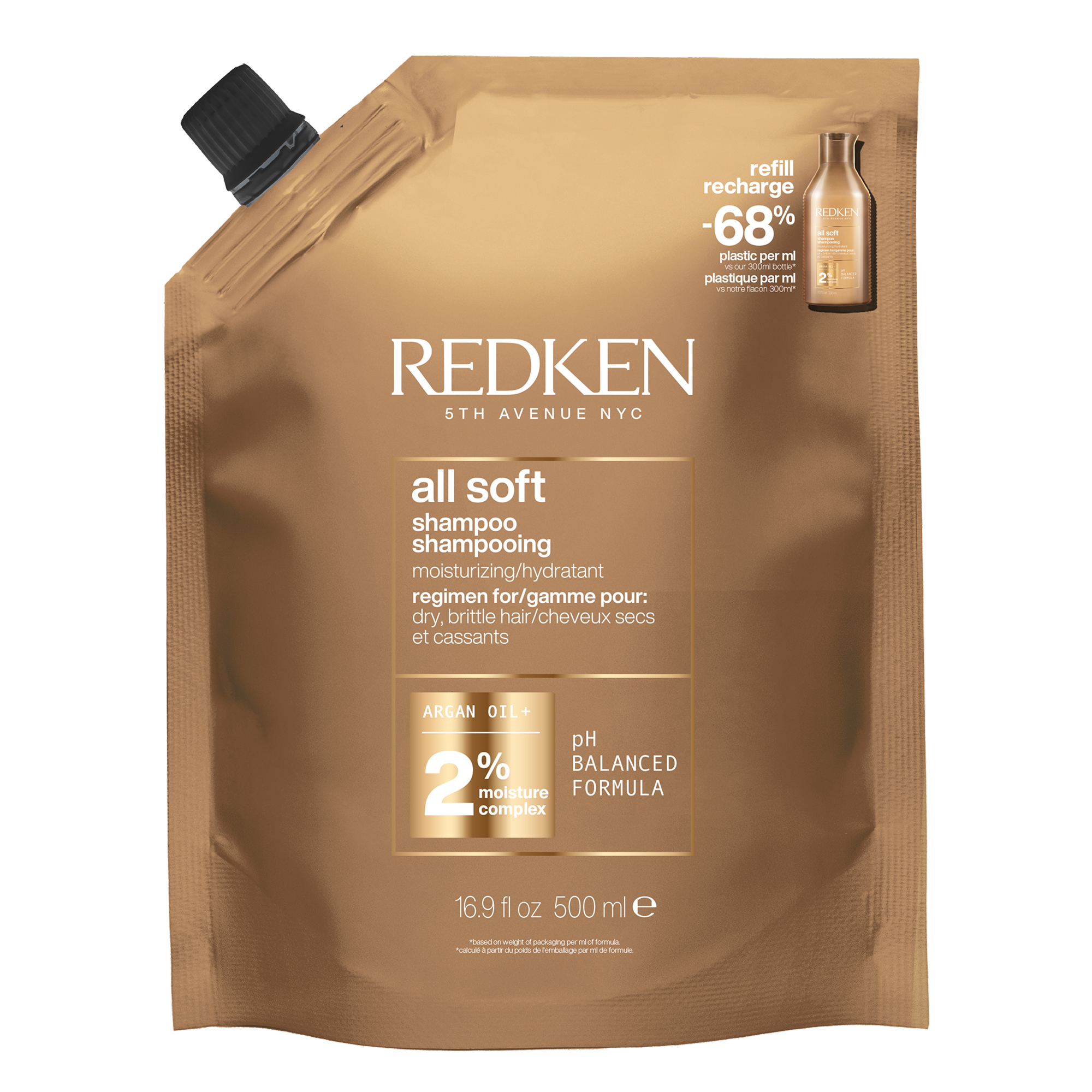 Redken All Soft Shampoo Refill Pouch (500 ml)