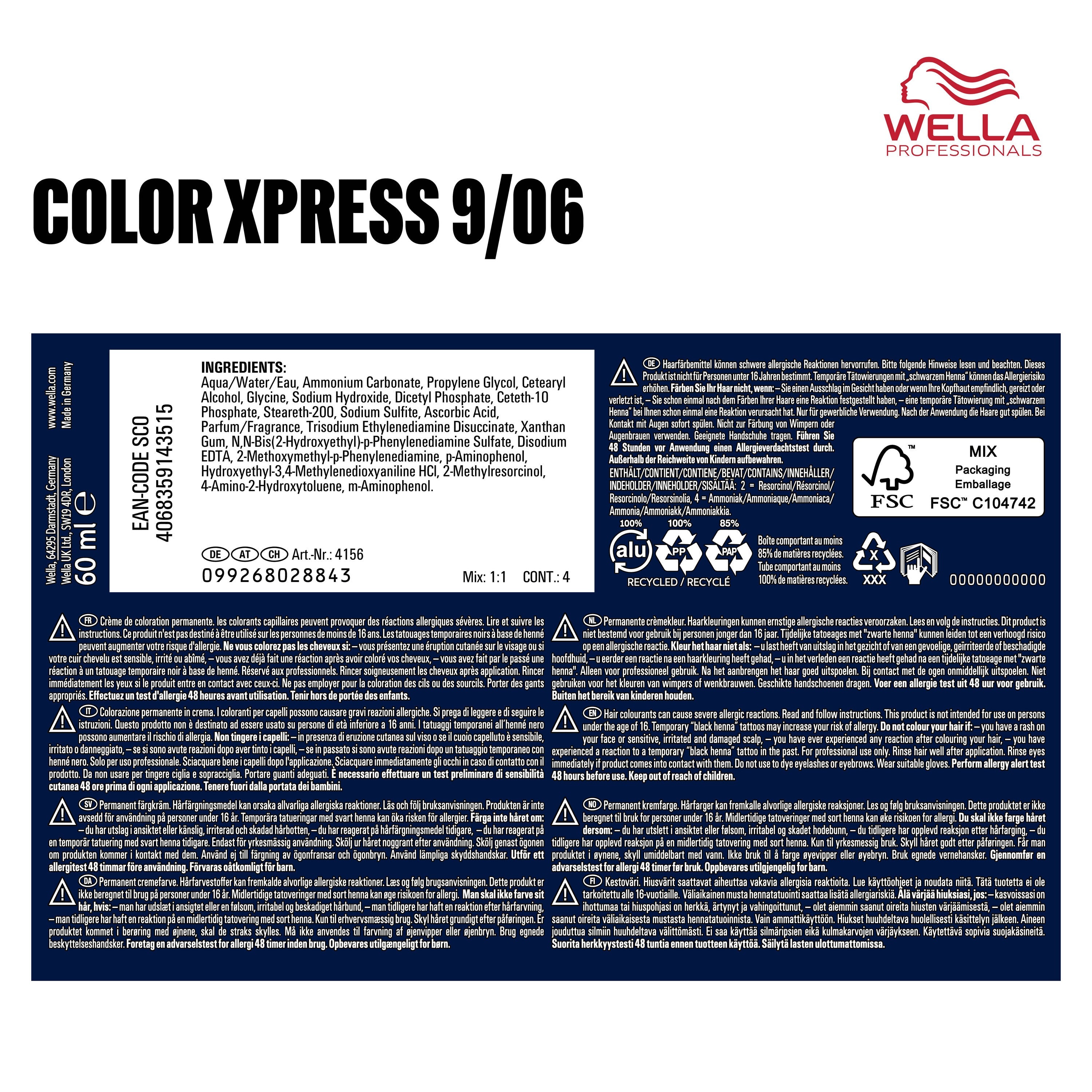 Wella Professional Color Xpress 9/06 lichtblond natur-violett (60 ml)
