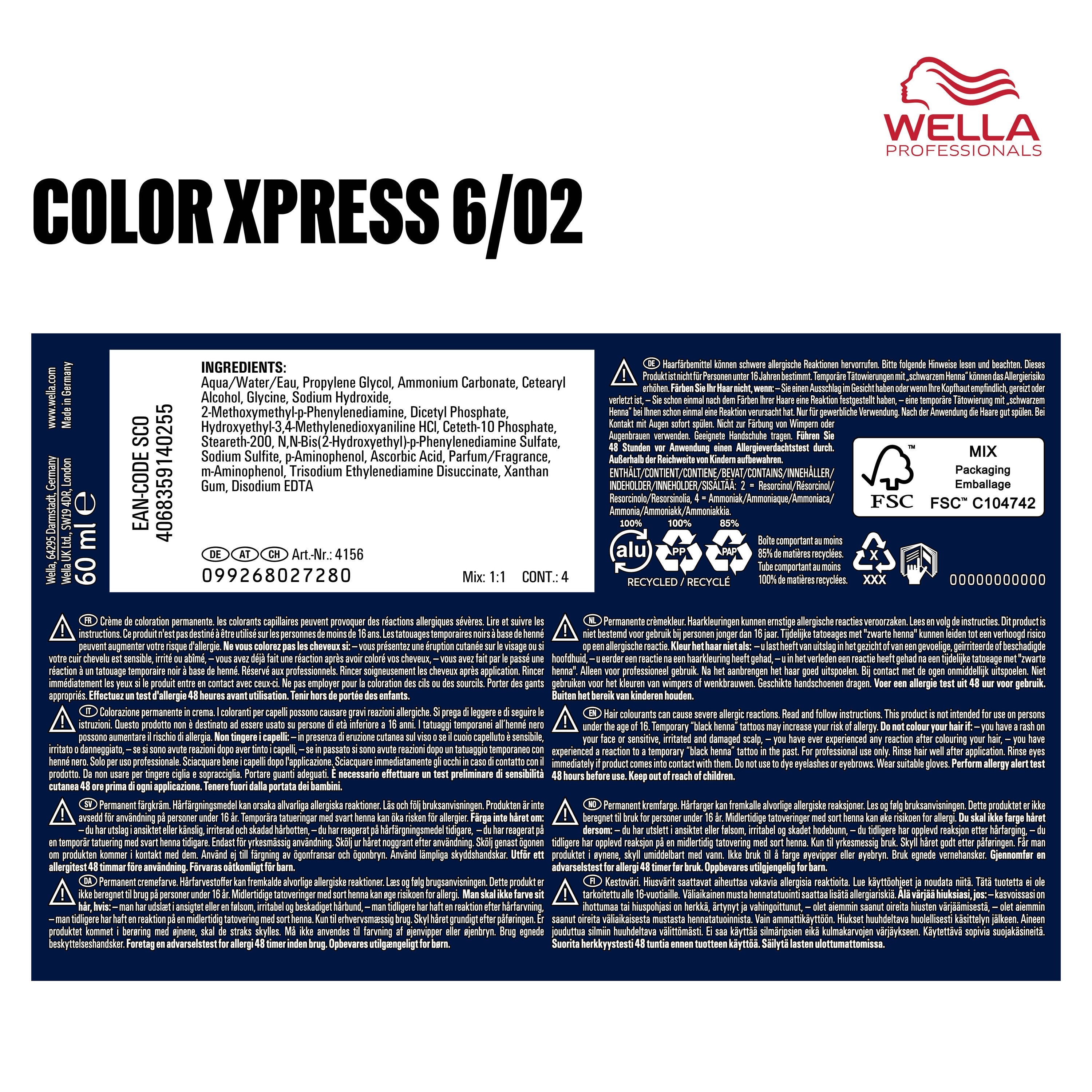 Wella Professional Color Xpress 6/02 dunkelblond natur-matt (60 ml)
